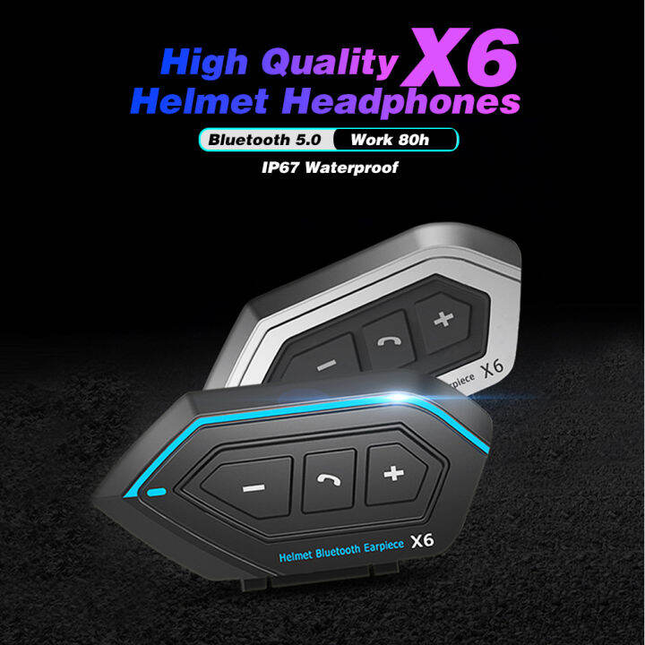 X6 Motorcycle Bluetooth 5.0 Helmet Headset Headphone Wireless Motor