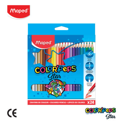 Maped (มาเพ็ด) สีไม้ 24 สี สีสด แท่งสามเหลี่ยม COLORPEPS  รหัส CO/832064