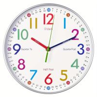 xixibeauty 1pc Telling Time Teaching Clock, Silent Non Ticking Analog Battery Operated Learning Clock, Perfect Room &amp; Wall Decor For School Classrooms, Playrooms And Bedrooms, Back To School