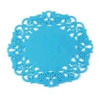 Hollow Lace Flower Design Round Silicone Table Cups Coaster Heat Resistant Pads GRSA889