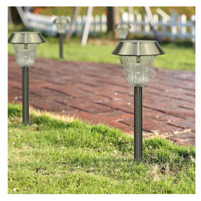 Solar light LED mushroom lamp stainless steel lawn lamp outdoor waterproof garden path terrace landscape decorative Warm light