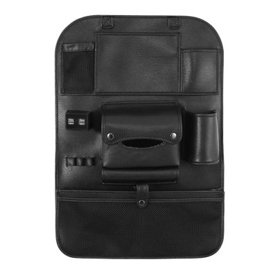 (4 USB) High Quality Leather Car Rear Seat Organizer Multi Pocket Car Seat Back Bag Car Travel Organizer with Tray for Children