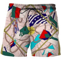 2023 Summer New 3D Men Shorts Luxury  Pattern Swimming Trunks Mens Funny gold chain Beach Pants Fashion Hot Male Swimsuit Pants