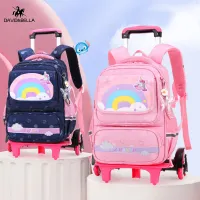 David&Bella Backpack trolley school bag suitable for primary and secondary school students large-capacity backpack waterproof and wear-resistant