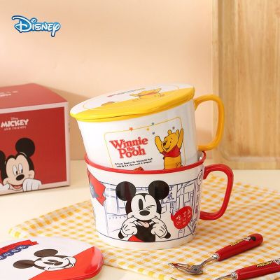 Disney Mickey Mouse Food with Lid Container Bento Lunch Box for Kids Cutlery Set Baby Bowl Spoon Cartoon Stainless Steel Warmer