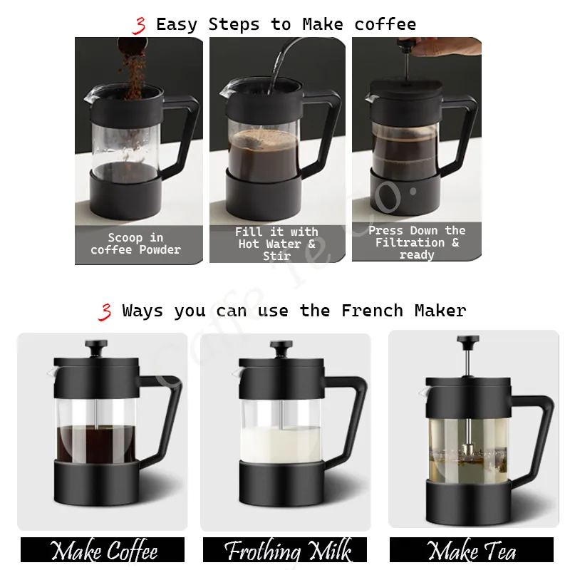 350/600/1000ml French Press Coffee Maker Thickened High