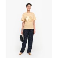 【HOT】*ของแท้* ของใหม่ เสื้อยืด Marimekko เหลืองอมส้ม ดอกสีทอง100%cotton