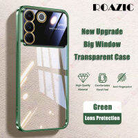 ROAZIC Electroplated โปร่งใสสีเขียว V27เคสสำหรับ VIVO V25 V23e V21 V20 Y75โปร Y55 Y36 Y35 Y33 Y27 Y12S Y12A Y21 Y21T Y20 T1X 4G 5G Y20i มุมมองขนาดใหญ่การป้องกัน Y20S c01-1กรอบแบบนิ่มป้องกันการตก