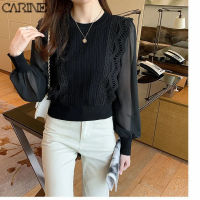 (XS-3XL) เสื้อ CARINE สำหรับผู้หญิงหลวมบางแขนยาวกลวงถักเสื้อฤดูร้อน