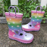 Portable Unicorn Rain Boots for Girls Hunter Shoes Kids Rubber Boots Kalosze Dla Dzieci Toddler Water RainShoes