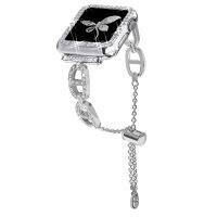 Bling zespoły kompatybilne z Apple opaski do zegarka 38mm 49mm iWatch seria 8/7/6/5/4/3/2/1/SE damskie Charms regulowana bransoletka