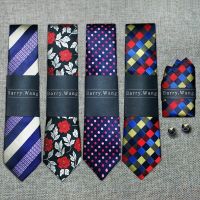 New 40 Styles Men`s Tie 100 Silk Ties Jacquard Woven Gravata Barry.Wang Necktie Hanky Cufflink Sets For Wedding Party Business