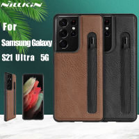 Stylus S-Pen Socket Pen Slot Case For Samsung Galaxy S21 Ultra 5G Nillkin Aoge Leather Back Cover With Pocket Holder ForS21Ultra