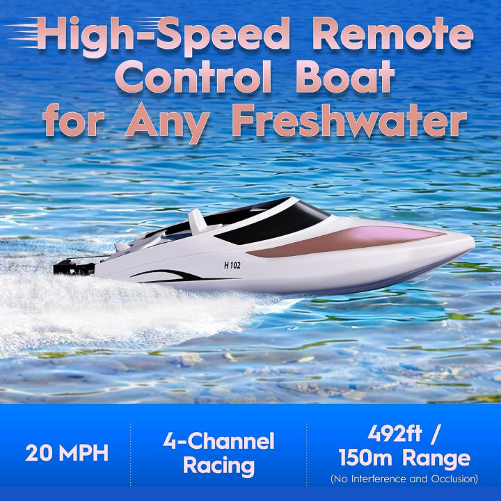 abco-tech-rc-boat-remote-control-boat-for-kids-and-adults-20-mph-speed-durable-structure-innovative-features-incredible-waves-pool-or-lake-4-channel-racing-2-4-ghz-remote-control-h102-model