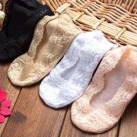 Summer women girl Silica Gel  Lace Boat Socks Invisible Cotton Sole Non-slip  Antiskid  Slippers Anti-Slip  Sock 1pair=2pcs ws74 Socks Tights