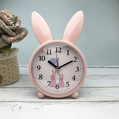 Small Alarm Clock Creative Clock Alarm Adorable Rabbit Bedside Cute Childrens Cartoon Mute Clock Student Simple Baby Room Decor