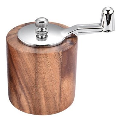 Salt and Pepper Mill, Hand Crank Wood Pepper Grinder Salt Shaker with Classic Handle and Adjustable Ceramic Rotor