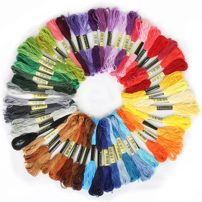 8ชิ้น/ถุง Multicolors ผ้าฝ้ายปักครอสด้ายเย็บ Skeins เย็บปักถักร้อยชุดไหมขัดฟัน DIY ชุดอุปกรณ์เครื่องมือเย็บ