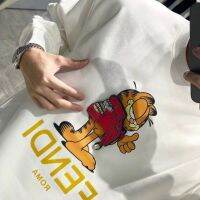 Fend i Sweatshirt New Three-dimensional Garfield Cotton Round Neck Shirt Printed Loose Plus Size Leisure Couple with The Same Paragraph.