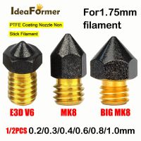 +【】 1/2Pc 3D Printer V6/MK M6 Threaded Brass PTFE Nozzle 0.2/0.3/0.4/0.5/0.6/0.8/1.0Mm For 1.75Mm Filament E3D V6/MK Hotend Extruder