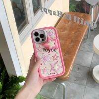 เคสเคสโทรศัพท์แบบตั้งได้รูปดาวห้าแฉกสำหรับผู้หญิงสีชมพู3D สำหรับ iPhone 14 13 12 11 Pro Max ซิลิโคนนิ่มปิดคลุมป้องกันการกระแทก