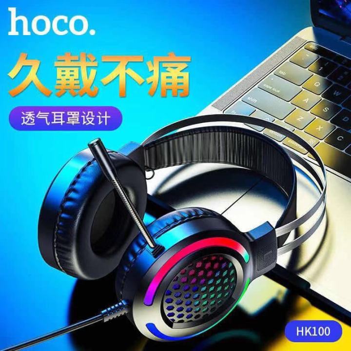 new-hoco-hk100-แบบพกพาสายหูฟังเล่นเกม-over-ear-สเตอริโอเพลงกีฬาชุดหูฟังพร้อมไมโครโฟน