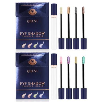 Eyeshadow Tube Dazzling Pearly Glitter Eyeshadow Splash-proof 4pcs Eyeshadow Glitter Smoke Tube Eyeshadow Set Brighten Highlight for Women Daily Use Makeup methodical