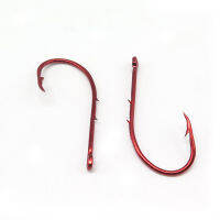 Minfishing 100 pcs ตะขอตกปลาคาร์บอนสูง Double Barb ครอบคลุมสีแดง Fishhook Baitholder Hook ปลาคาร์พตกปลา-hexinge