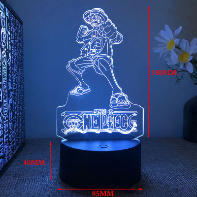 (100 ดีมาก) อะนิเมะ s โคมไฟรูป Luffy Sanji Zoro Nami 3D Led Night Light เด็กมังงะของขวัญเปลี่ยนสี Action Figure ของเล่น