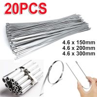 20 Pcs 4.6mm Width Stainless Steel Cable Ties Heavy Duty Self-Locking Wire Zip Tie Multi-Purpose Metal Exhaust Wrap Locking Ties Cable Management