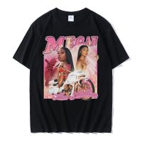 เสื้อยืดโอเวอร์ไซส์เสื้อยืด ผ้าฝ้าย 100% พิมพ์ลายกราฟฟิค Rapper Megan Thee Stallion สไตล์ฮิปฮอป วินเทจ คลาสสิก สําหรับผู  M187