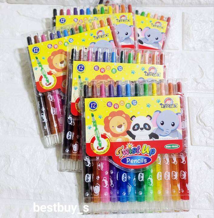 คิดอาร์ท-สีหมุนได้12สี-kidart-12colors-twist-up-pencils-twcr-12