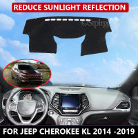 Car Dash mat for Jeep Cherokee KL 2014 -2019 Auto Dashboard Velvet Cover Black blocks dust reduces noise car accessories