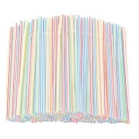 ▥ Disposable Plastic Drinking Straws Multi-colored Striped Bendable Elbow Straws Rietjes Plastic Party Bar Supplies