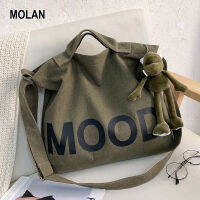 MOLAN?ที่ห้อยกระเป๋า แถมฟรี?กระเป๋าโท้ทสำหรับผู้หญิง กระเป๋าแมสเซนเจอร์พิมพ์ตัวอักษรความจุมากใช้ได้ทุกโอกาสกระเป๋าสะพายไหล่