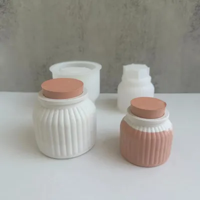 Decorative Crafts Molds Jar Resin Drop Glue Mold DIY Clay Molds Striped Size Bottle Silicone Mold Plaster Cement Mold