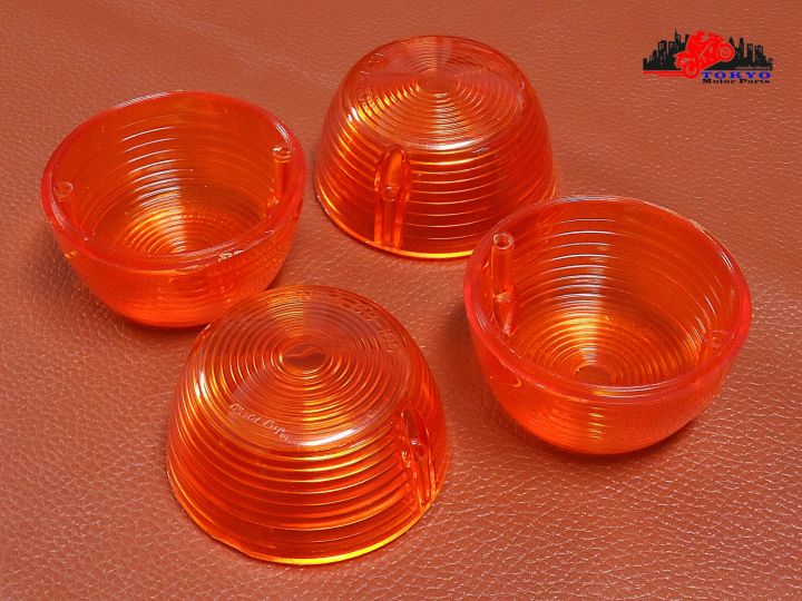 honda-c50-c65-c70-c90-turn-signal-lens-set-new-4-pcs-ฝาครอบไฟเลี้ยว-เลนส์ไฟเลี้ยว-สีส้ม-เซ็ท-4-ชิ้น-สินค้าคุณภาพดี