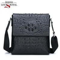 Crocodile leather genuine leather mens bag shoulder bag mens crossbody bag mens bag trendy casual backpack first layer cowhide briefcase 【JYUE】