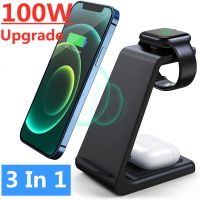 ZZOOI 100W 3 in 1 Wireless Charger Stand  Fast Charging Dock Station for iPhone 14 13 12 11 X 8 Apple Watch 8 7 6 iWatch Airpods Pro