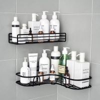 Bathroom Shelf Shower Wall Mount Iron Shampoo Storage Holder With Suction Cup No Drilling Kitchen Storage Bathroom Accessories