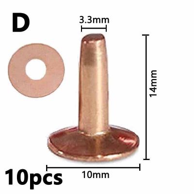 10ชิ้นหมุดย้ำทองแดงทองเหลืองแข็งหมุดตอกตะปูสำหรับเข็มขัดเสื้อผ้ากระเป๋าหัตถกรรมเครื่องหนังหมุดโลหะมีตัวยึดแบบถาวร