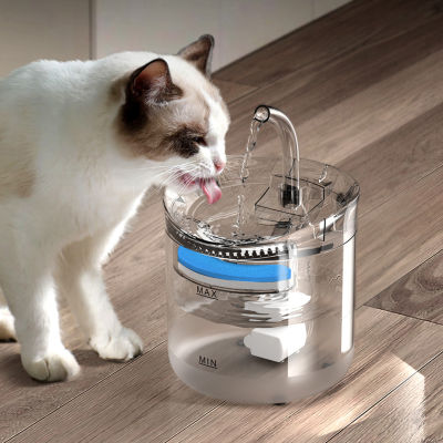 น้ำพุแมวตู้น้ำสุนัข1.8L Super Quiet Automatic Pet Drinking FountainTransparent Design