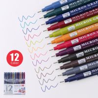 [ขายดี WXJKSPPOIOP 677] แถวสีปากกาหลอดเข็มความกว้าง0.5เส้น12สีสำหรับปากกาทำเครื่องหมายวาดรูปและขอบปากกาติดตัวปากกาเขียนต้นฉบับกราฟฟิตี