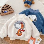 Cái mới Siêu dày 10-25kg Áo nỉ lót lông 2 lớp cực ấm cho bé trai bé gái