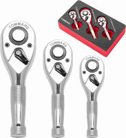 TOMMARS Stubby Ratchet Set, 1/4", 3/8", 1/2" Drive Ratchet Handle Wrench 72-Tooth Quick-Release Reversible Stubby Ratchet 1/4",3/8" and 1/2"