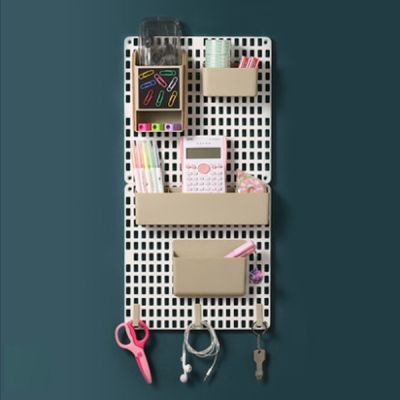New Designed DIY Hole Board Storage Shelf With Boxes Hooks Kitchen Bathroom Hanging Rack Tool Stationery Holder Punch Free