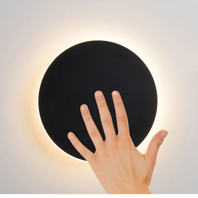 Round LED Wall Lamp Modern Touch Switch RGB Wall Light for Living Bedroom Decoration Black White Wall Sconce Indoor Lighting