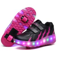 New boys Roller Skate Shoes Girls Automatic Jazzy LED Lighted Flashing Roller Skates children sneakers led With One/Two Wheels