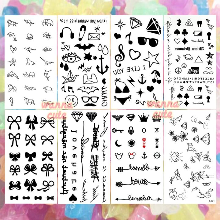 Cod แทททูมินิมอล แทททู มินิมอล Minimal Tattoo สติ๊กเกอร์ แทททูลอกลาย แทททู ราคาถูก แทททูรอยสัก รอยสัก Stickers Kkmall | Lazada.Co.Th