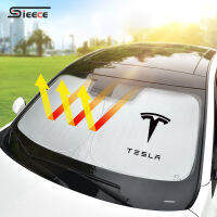 Sieece บังแดดรถยนต์ ผ้าคลุมกระจกหน้ารถยนต์ สำหรับ Tesla Model Y 3 X S Roadster Cybertruck